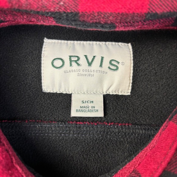 ORVIS Buffalo Plaid Fleece Lined Shirt Jacket Shacket Red Black Women Size S CH - Picture 4 of 13